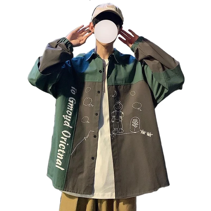 

Super fire cec jacket male Korean version trend spring and autumn tooling jacket ins Hong Kong wind casual loose Joker shirt