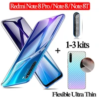 3 in 1 carbon fiber back film for xiaomi note 8pro clear case redmi note8 t 9pro soft lens glass case note9 s redmi 8t backcover