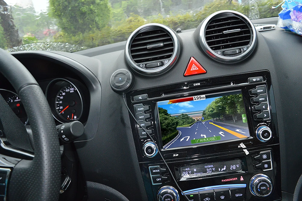 OULLX USB Автомобильное зарядное устройство Bluetooth 4,0 Hands Free автомобильный комплект с функцией NFC+ 3,5 мм вспомогательный приемник Музыка Aux Громкая связь 2.1A