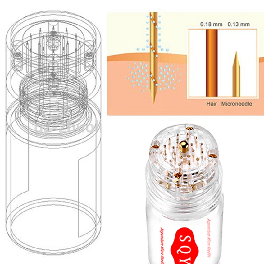 Hydra Needle 20 Face Skin Hydration Aqua MicroNeedle Mesotherapy Gold Pin Fine Derma Stamp MTS Therapy Care Tool | Красота и здоровье
