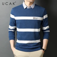 ucak brand classic long sleeve cotton striped t shirt homme spring autumn new arrival streetwear casual tshirt men clothes u5668