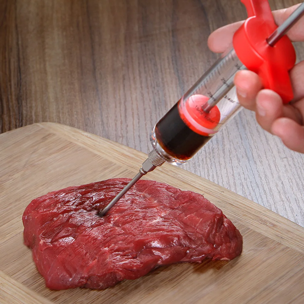 Stainless Steel Cooking Needles Spice Syringe Marinade Injector Flavor Meat Poultry BBQ Chicken Tool |