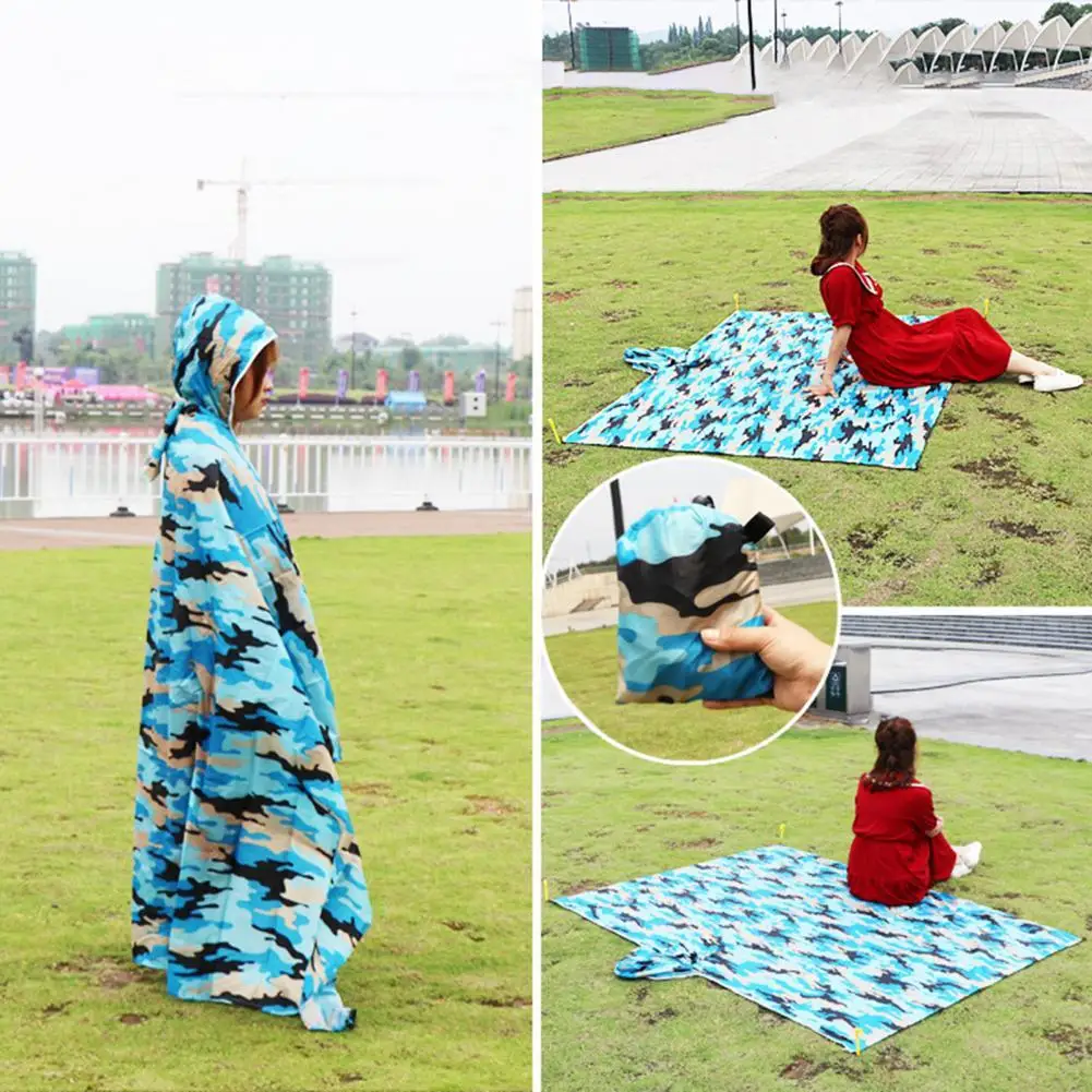 

Anti-tear Special Portable Pocket Raincoat Camping Mat Bright Color Grass Mat Easy to Carry for Park