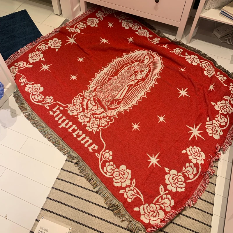 

Одеяло для дивана, покрывало для кровати, послеобеденная Северо-Европейская модная шаль, индивидуальный модный вязаный большой красный дек...