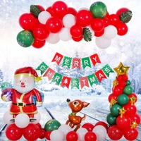 christmas balloon set banner diy hanging reuse latex party decoration santa claus green red white confetti arched balloon 95 pcs