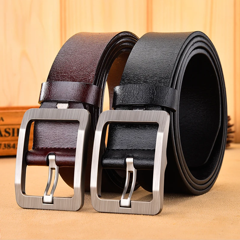 2021 New Genuine Leather men belt  fashion leather belts men luxury brand belts for men high quality Square retro pin buckle