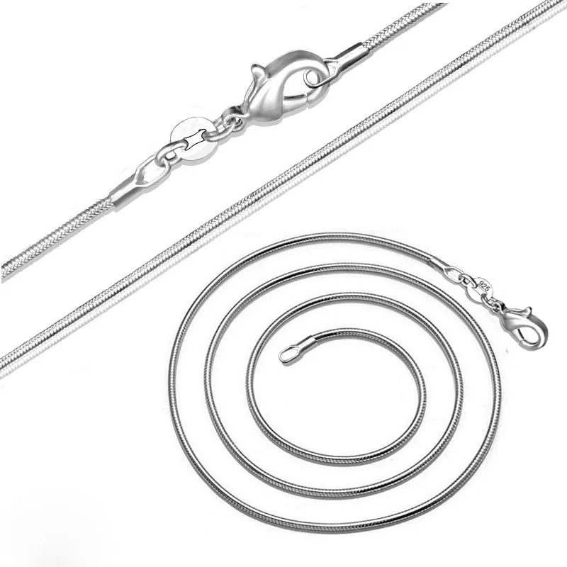 

1mm/2mm 16inch~38inch Silver Plated Copper Metal Snake Chain for Jewelry Necklace Making DIY Handmade Supplies Findings