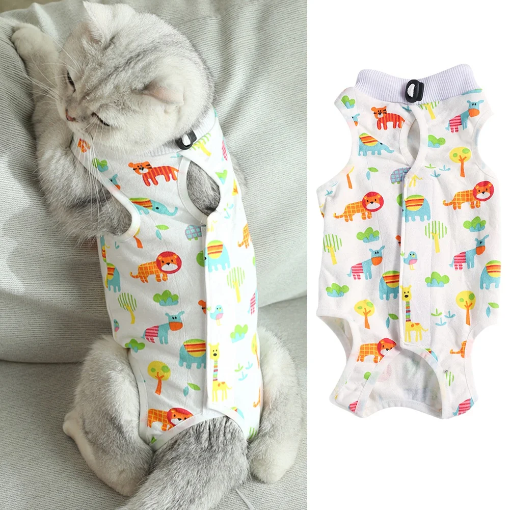 

Cats Jumpsuit After Surgery Dogs Sterilization Clothes Anti Licking Wounds Sleeveless Pet Rompers Breathable Recovery Costume
