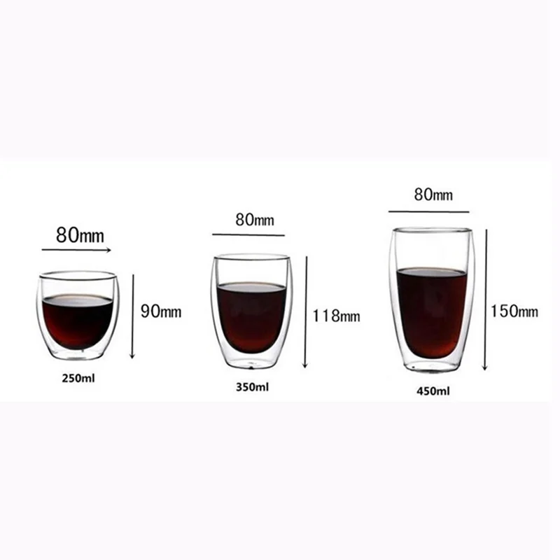 Top-Household Drinkware Heat Resistant Double Layers Glass Kungfu Tea Cup Coffee Milk Cup(250ML) | Дом и сад