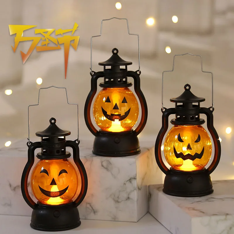Luz LED colgante de noche para Halloween, linterna de poni, decoraci&oacute;n de Halloween, Bar, fiesta, l&aacute;mpara de aceite-0
