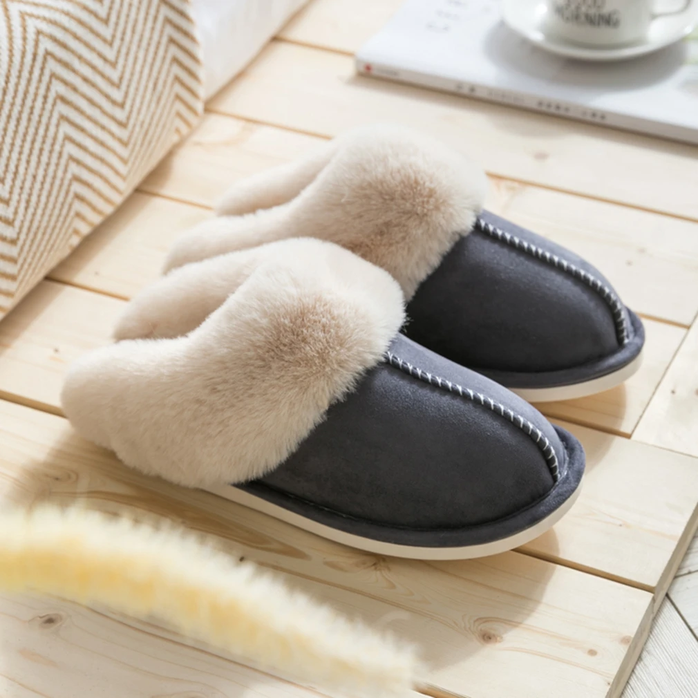 

2020 New Women Indoor Slippers Warm Plush Home Slipper Anti Slip Autumn Winter Shoes House Floor Soft Slient Slides