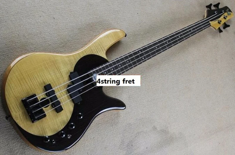 4 string fret Хорошее Качество Пламя клен микс с корпус из палисандра Foderaa активная 4 струнная безрезная бас гитара из красного дерева - Цвет: 4 string fret