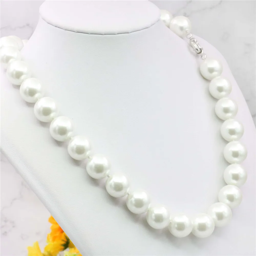 Новый (минимальный заказ 1) 14 ММ белое морское жемчужное ожерелье Модные