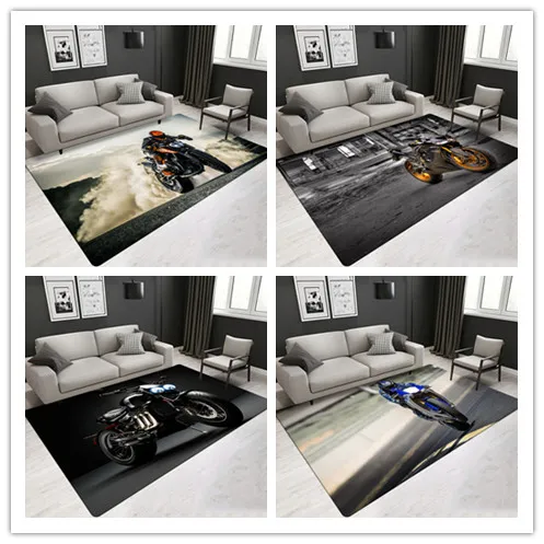 

Motorcycle Carpet Living Room 3D Printing Home Area Rug Bedroom Bedside Mat Coffee Table Chair Soft Carpet Simple Boy Room Decor
