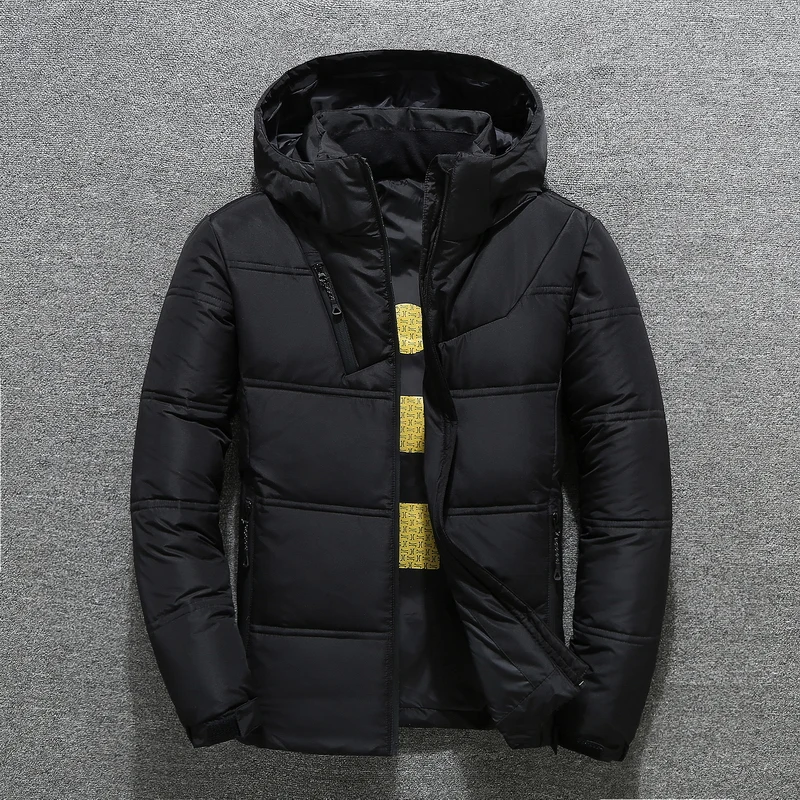 High Quality Youth Mens Jackets Winter Casual Stand Collar Warm Thick Parkas Solid Tops Outwear Hooded Duck Down Coats Windproof