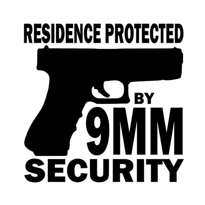 

Car Style Pistol Game Residence Is Protected By 9mm Safety Sticker Fashion Decoration Auto Accessories Waterproof Decal