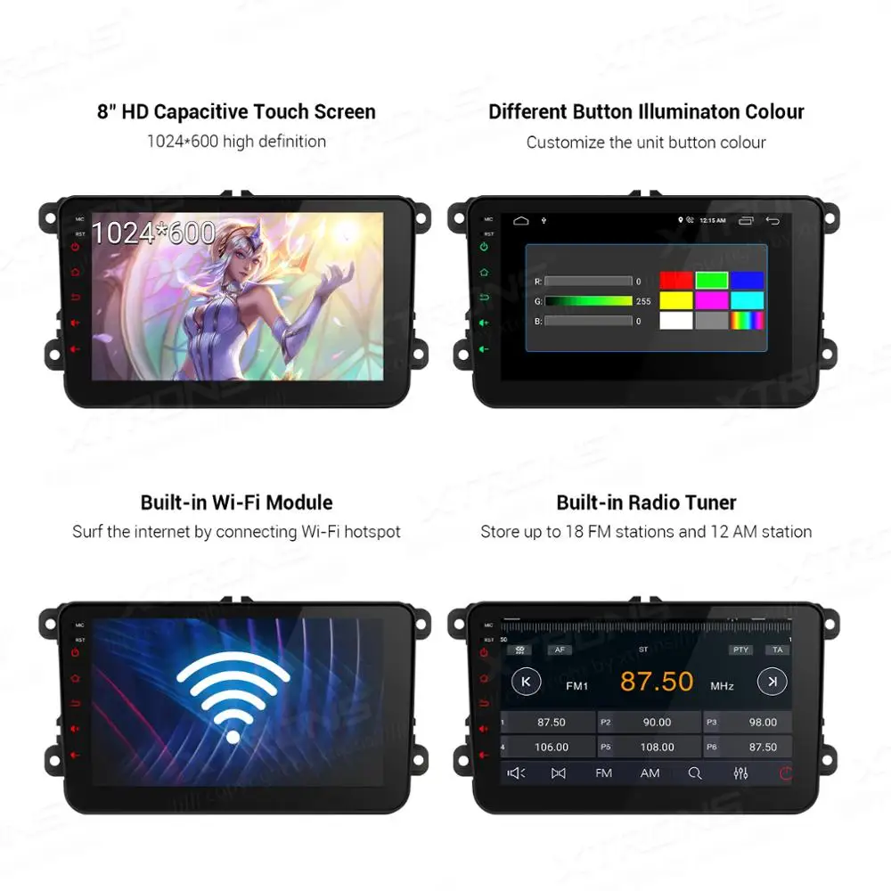 XTRONS 8 ''Android 9 0 DSP Автомобильный мультимедийный стерео радио плеер для VW Polo Touran