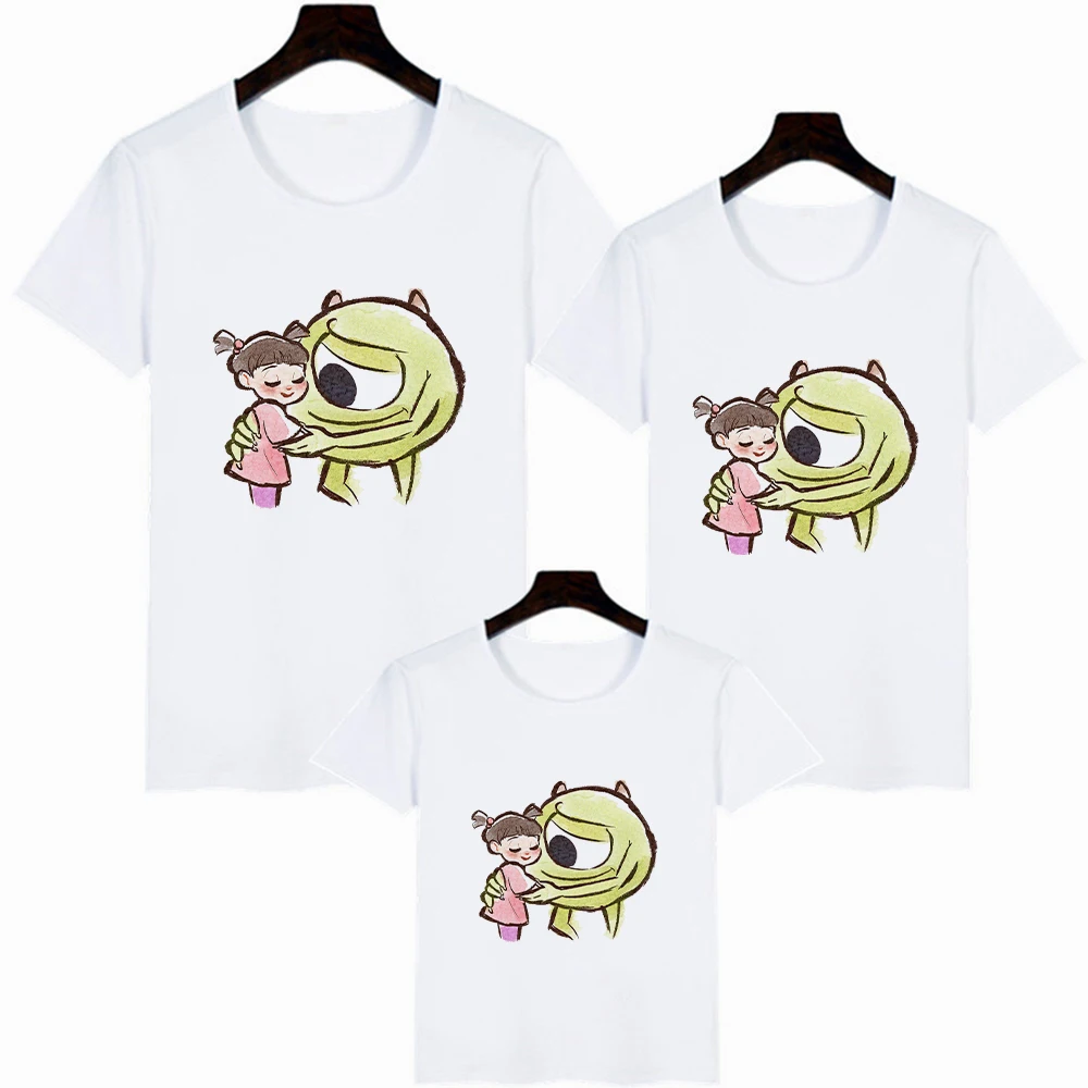 

Casual Monsters University Mike T Shirt Children Kids T-Shirt Harajuku Disney Hug Adult Unisex Family Matching Clothes