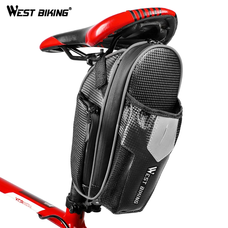 

WEST BIKING Bicycle Saddle Bag with Water Bottle Pocket Waterproof MTB Bike Rear Bag Bike Accessories Cycling Rear Seat Tail Bag