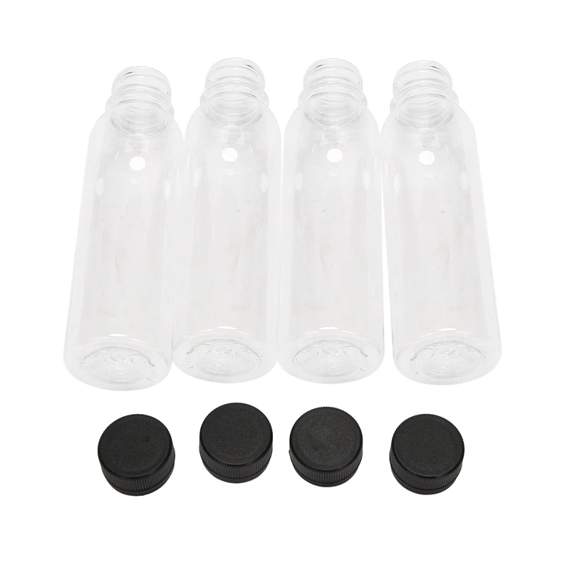 

AA99 -82 шт. 250 мл круглые пустые ПЭТ пластиковые бутылки для сока прозрачные контейнеры для молока с черной крышкой