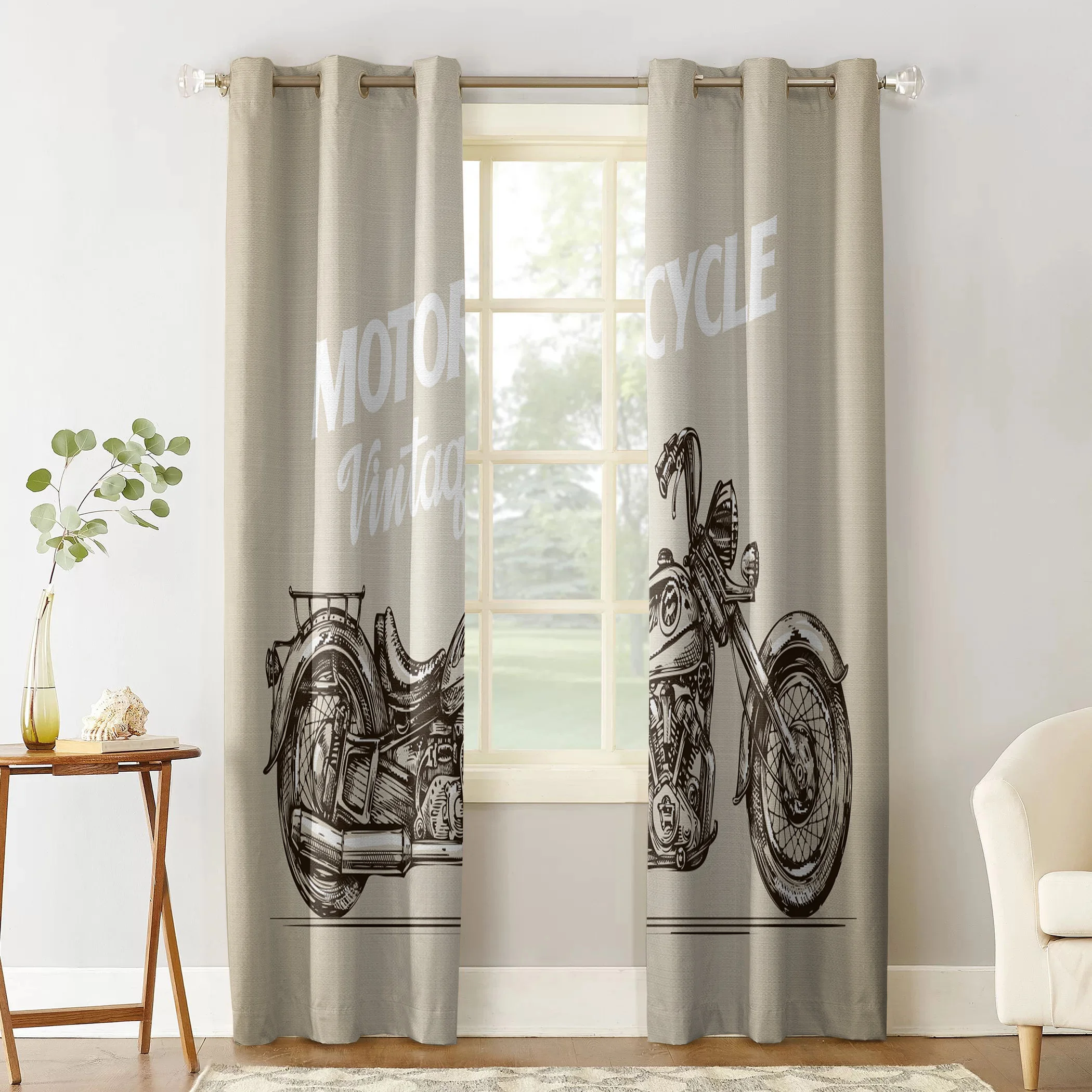 Винтажные мотоциклетные занавески на окна s из ткани для спальни с принтом идеи