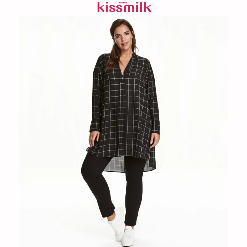 Женская винтажная рубашка Kissmilk с треугольным вырезом и длинным рукавом большие