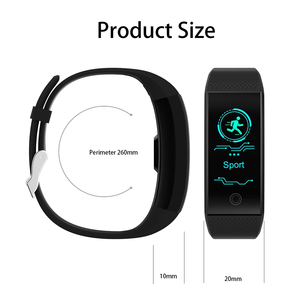 

Fitness Wateproof Smart Bracelet Heart Rate Fitness Tracker Pedometer Screen Sport Smart Band Watch Men Women For Android IOS