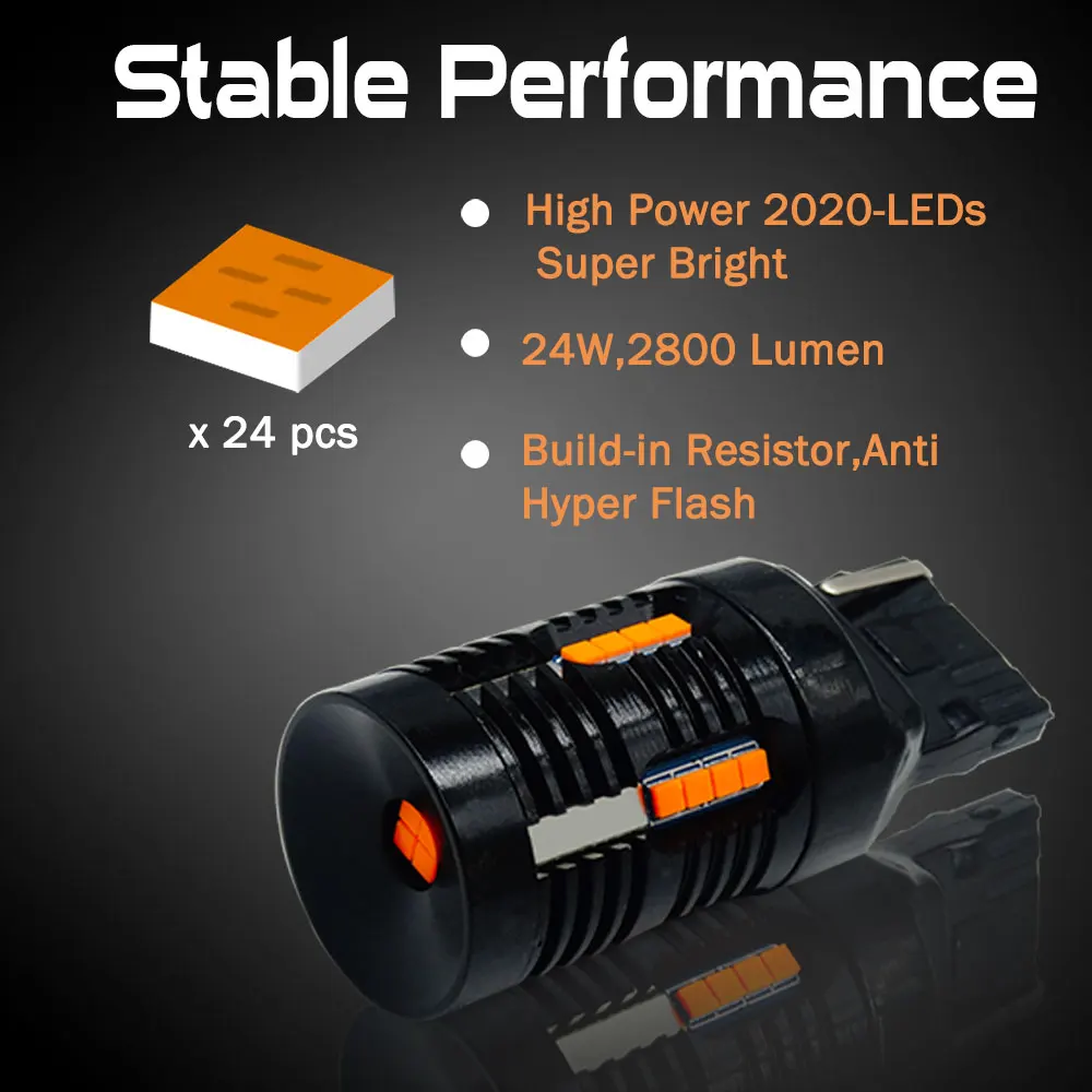 VANSSI 2 шт. светодиодный 20 7440NA WY21W светодиодные лампы янтарно-желтого цвета без