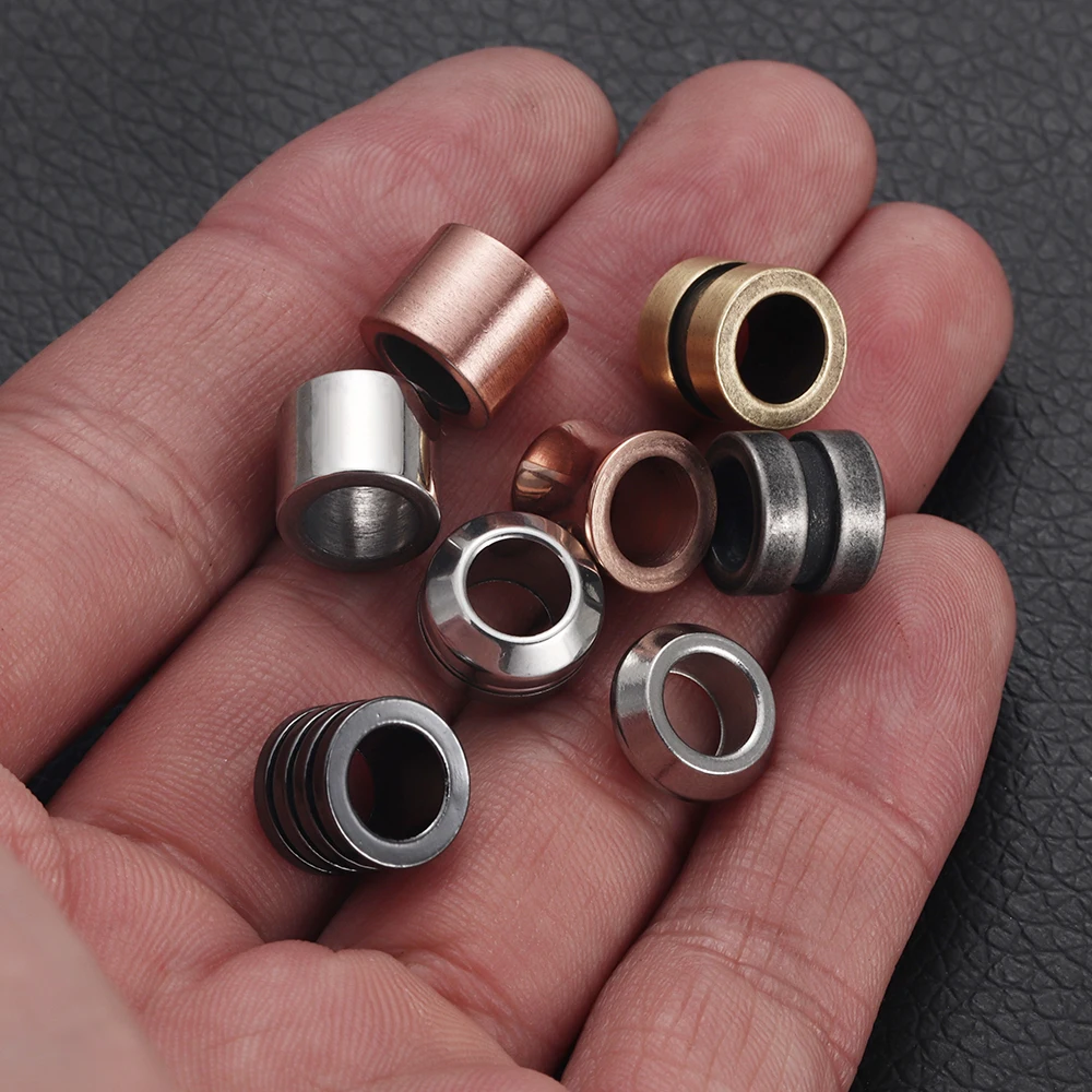 10 Pieces Stainless Steel 6.5mm Large Hole Spacer Hair Beard Beads for Paracord Knife Lanyard Jewelry Accessories and Leather Bracelet DIY Work image 3