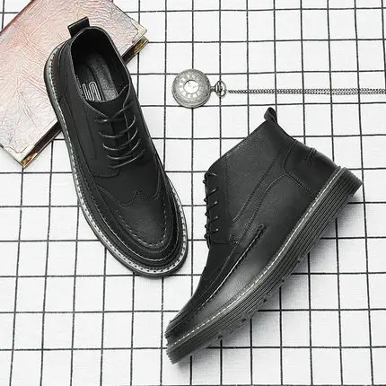 Зима 2019 новинка черные высокие мужские Ботинки Martin повседневная обувь в