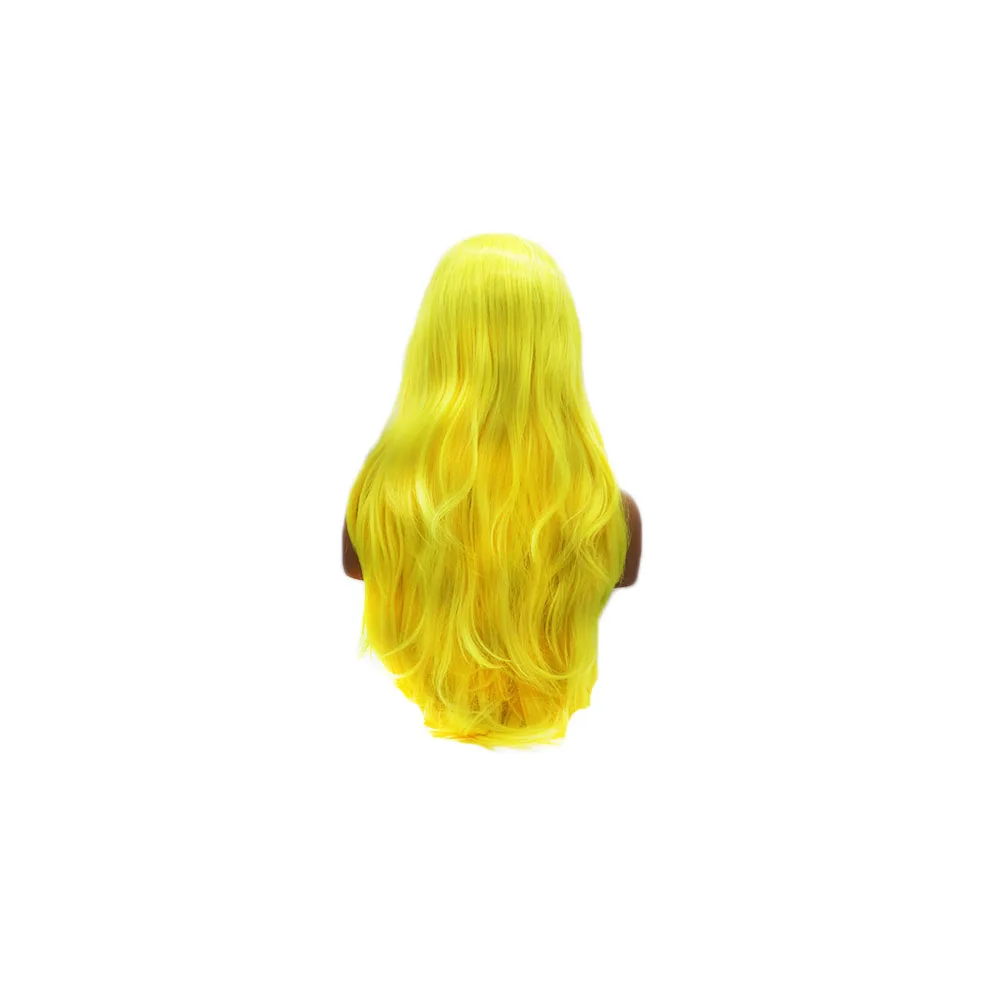 

Angle Lucky Yellow Wig Synthetic Lace Front Wig Heat-resistant Fiber Long Wig Female Wave Drag Cosplay Party Wig