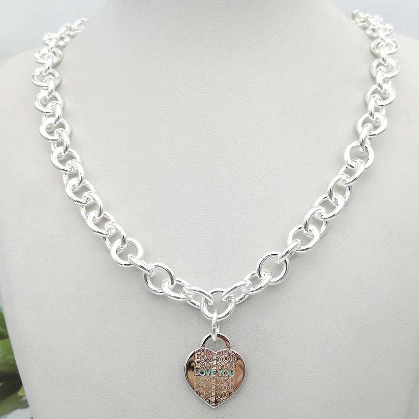 

Simple LOVE YOU enamel hanging heart necklace