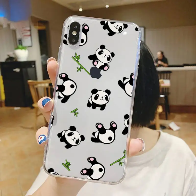 

panda funny cute lovely Phone Case Transparent soft For iphone 5 5s 5c se 6 6s 7 8 11 12 plus mini x xs xr pro max