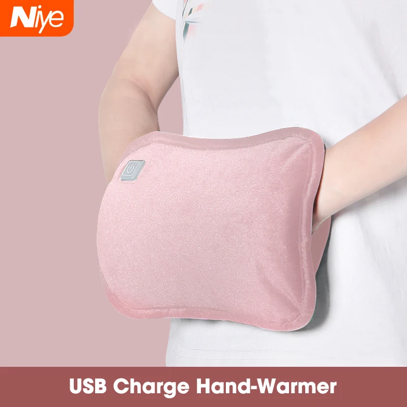 Розовая грелка для рук электрическая с USB портативная графиеновая подушка