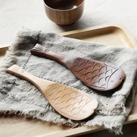 japanese wooden rice spoon household fish shape non stick rice spoon solid wood rice spoon creative cute kitchen