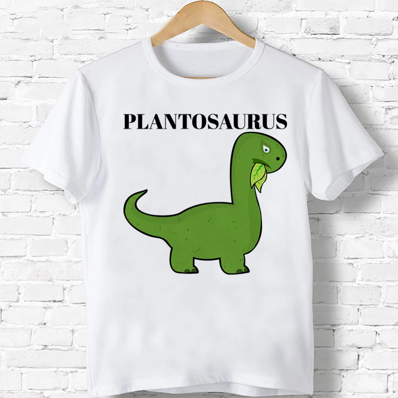 

Новая летняя футболка Plantosaurus с забавным мультяшным рисунком, Забавные топы высокого качества с животными для мальчиков и девочек, удобные х...