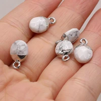 4 pc hot selling natural faceted flat semi precious stones fashion white turquoise pendant diy jewelry accessories 8x13 mm