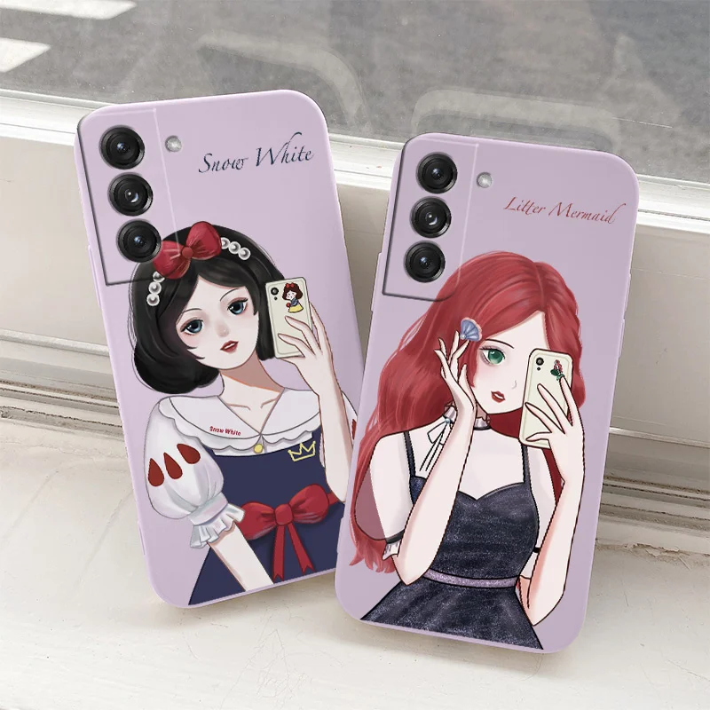 

Cute Selfie Princess Camera Lens Protection Liquid Silicone Phone Case For Oneplus 8t 9 9pro 9r pro Soft Back Cover