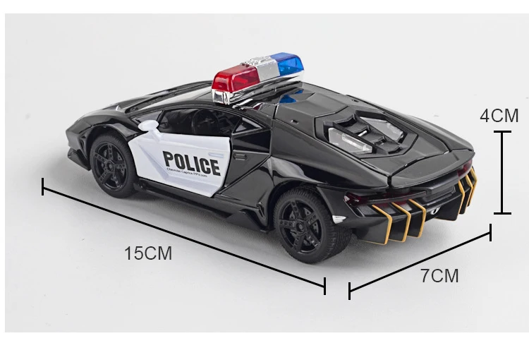 

1/32 Alloy Die Cast LP770-4 Police Model Supercar Toy Vehicle Sound Light Pull Back Sports Car Toys For Children Kids 083