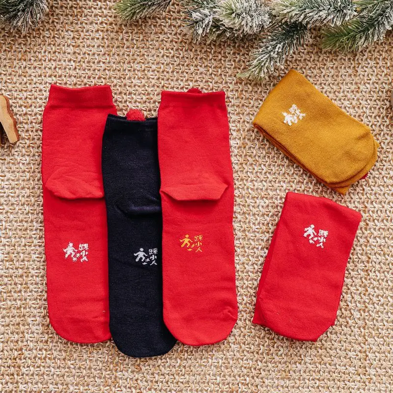 Christmas Socks Colored Cotton Red Socks 22 Pairs Cartoon Animal Cotton Cute Gift Christmas Socks Girl