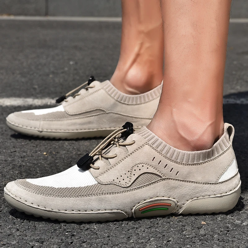 Мужская обувь на шнуровке кожаные кроссовки с сеткой водонепроницаемая походная