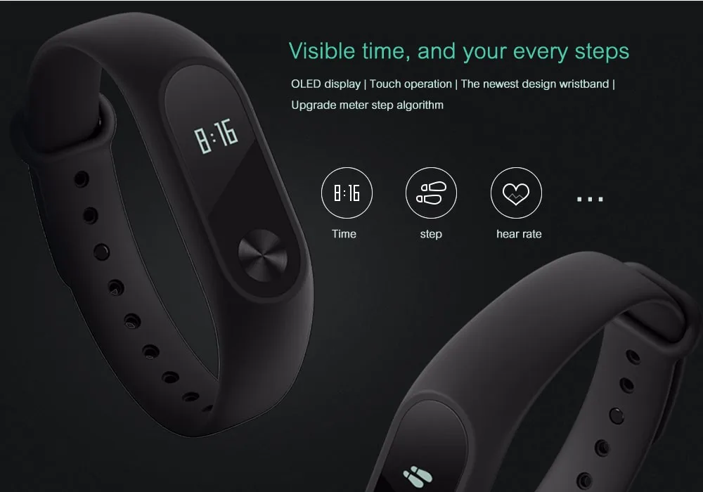Xiaomi Mi Band 2 Смарт-браслет, фитнес-Xiaomi Mi, фитнес-браслет, отслеживатель шагомер, водонепроницаемые Смарт-часы