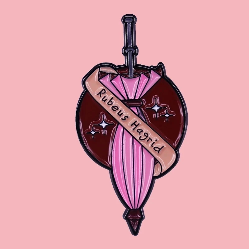 Брошь на лацкан Rubeus розовая эмалированная брошь в форме зонтика | Украшения и