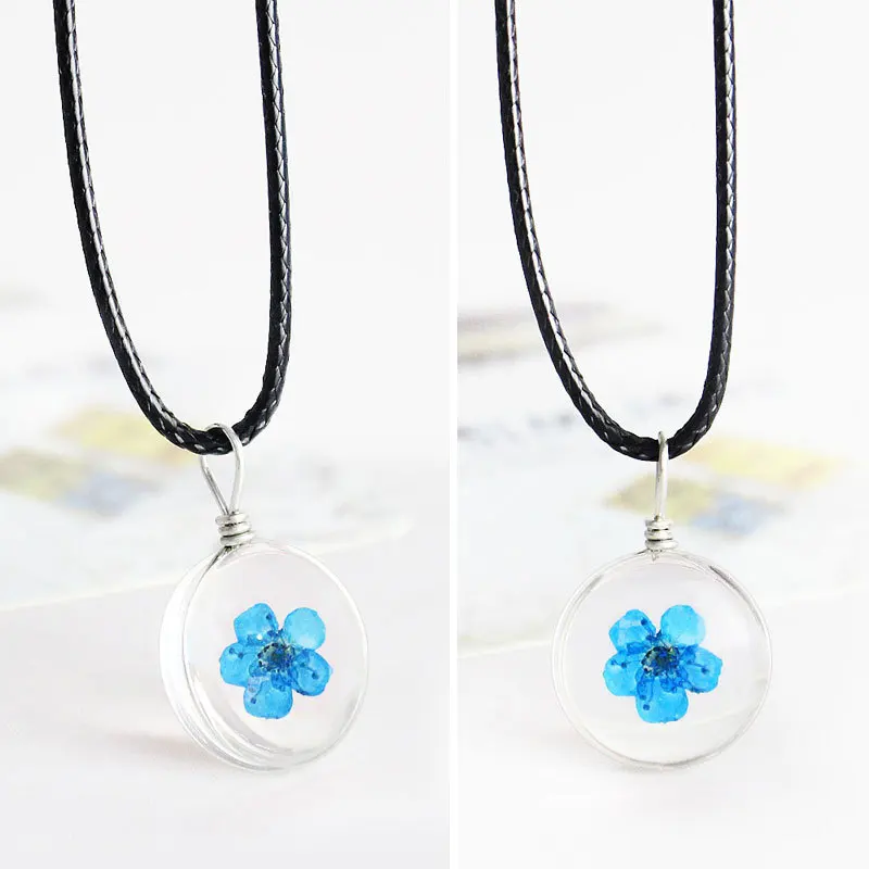 2019 черная Вощеная Веревка прозрачное стекло массивное ожерелье с подвеской