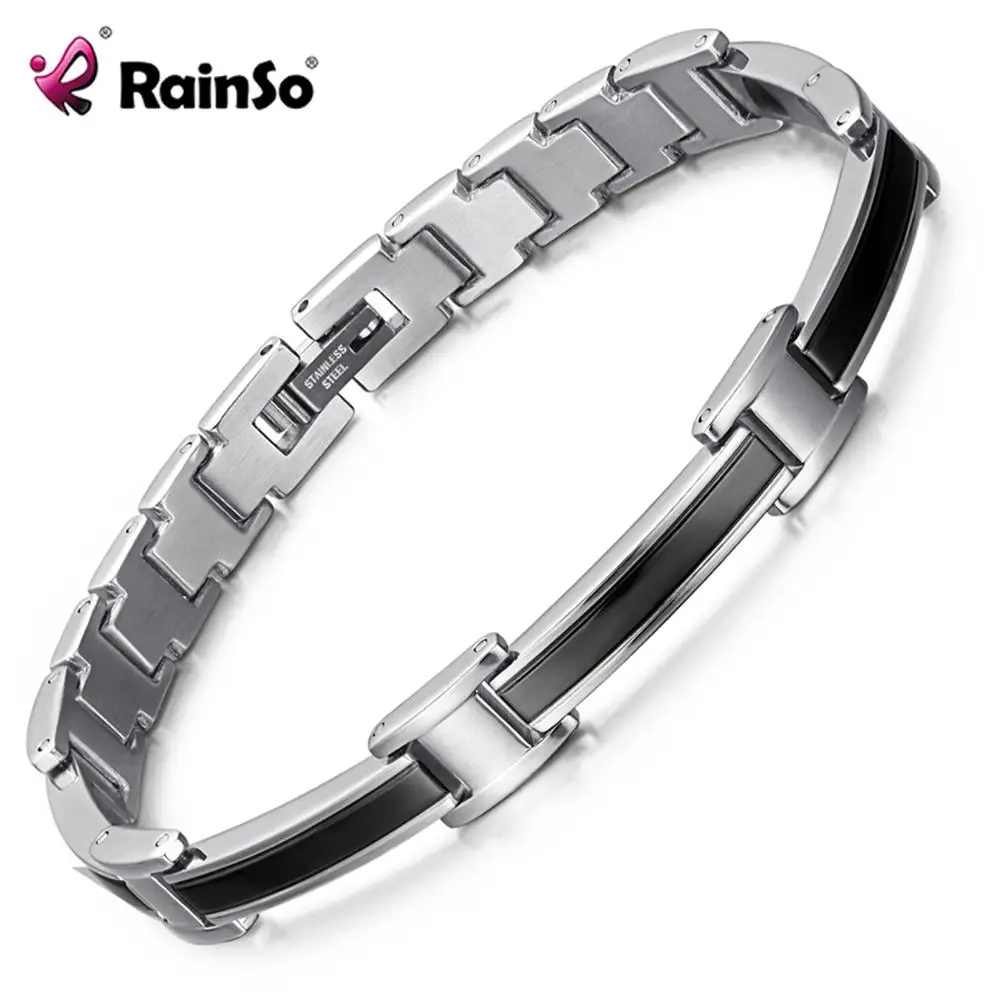 Модные женские браслеты из нержавеющей стали RainSo черного цвета с элементами