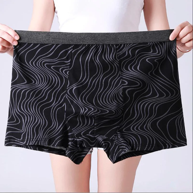 Новое большое свободное Мужское нижнее белье из хлопка с принтом боксеры больших