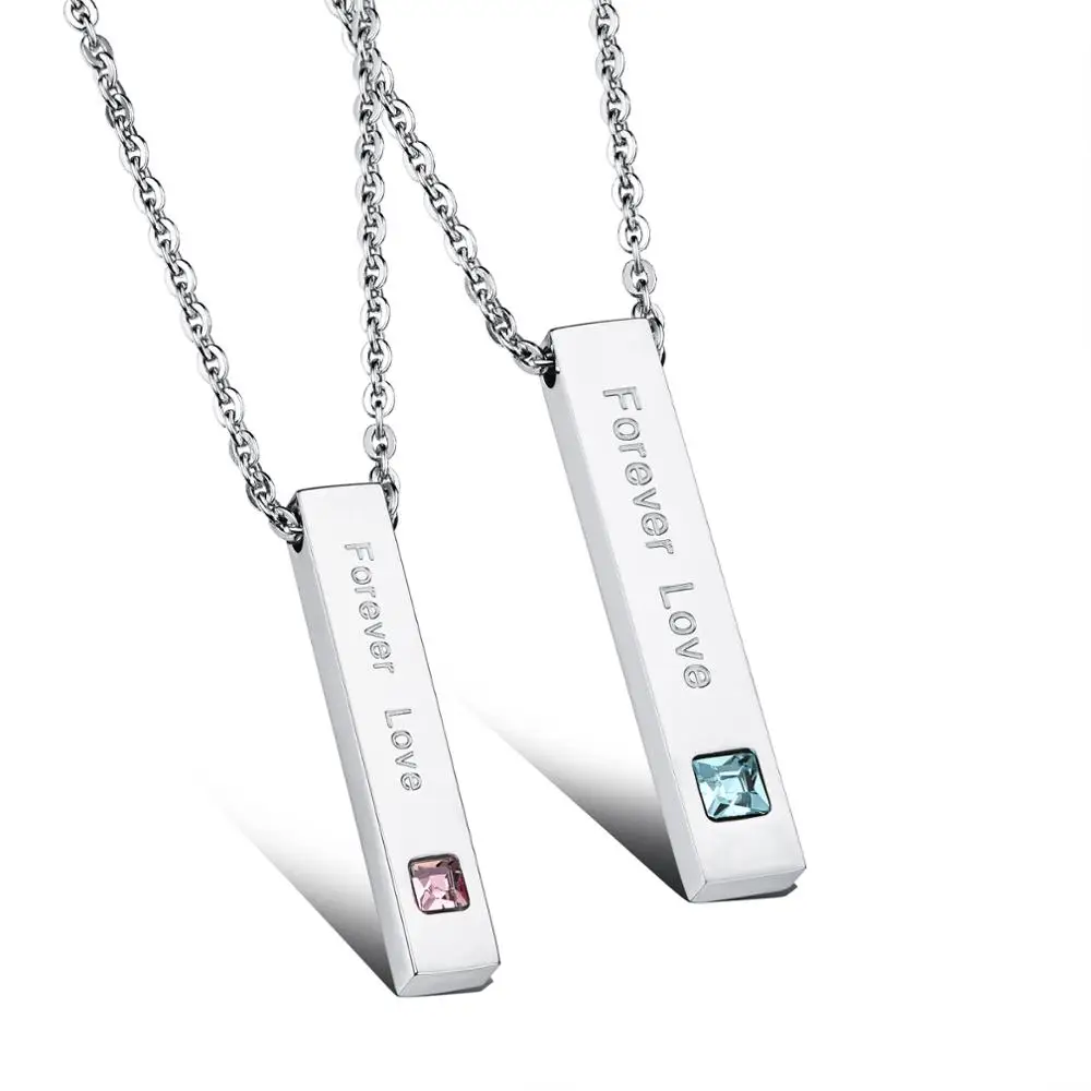 

Necklaces & Pendants Forever Love Titanium Couple Necklace Retangle Shape Paired Puzzle Pendant Valentines Day Gift