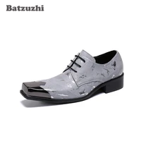 batzuzhi genuine leather dress shoes men handmade mens leather shoes lace up square toe party and wedding zapatos hombre
