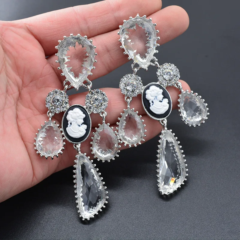 2020 Women Fashion Baroque green Crystal Tassel Earrings Water drop Vintage Statement Dangle Wedding Party Jewelry Gift | Украшения и