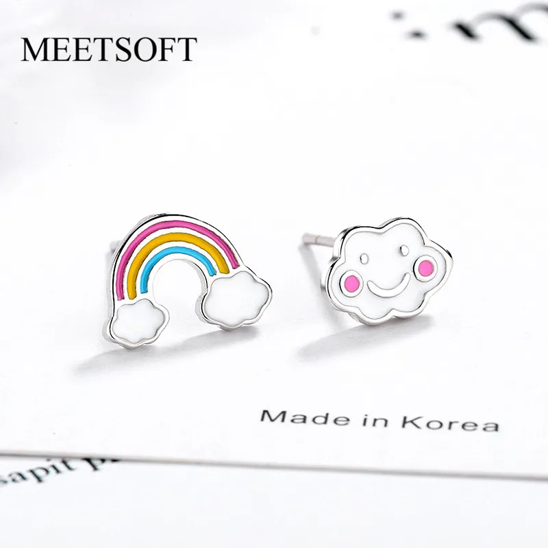 Женские серьги гвоздики MEETSOFT из серебра 925 пробы с гипоаллергенным дизайном